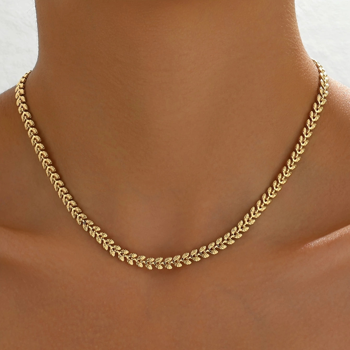 Lxalry Stylish chain necklace Retro spring/Summer geometric wheat leaf chain necklace everyday everything party gift