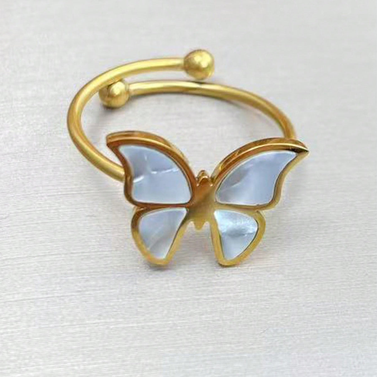 Lxalry 18K Gold Plated Butterfly Jewelry Set with Mirror Polish, Hypoallergenic Skin-Safe 4PCS Necklace Earrings Bracelet Ring for Women, Never-Fade Luxury Gift for Her
