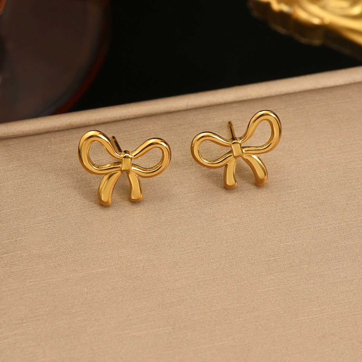 Lxalry 18K Gold-Plated Bow Earrings - Symmetrical Mirror-Finish Stainless Steel Jewelry, Hypoallergenic & Tarnish-Free Luxury Gift for Women/Wife/Mom, Handcrafted Everyday & Special Occasion Elegance