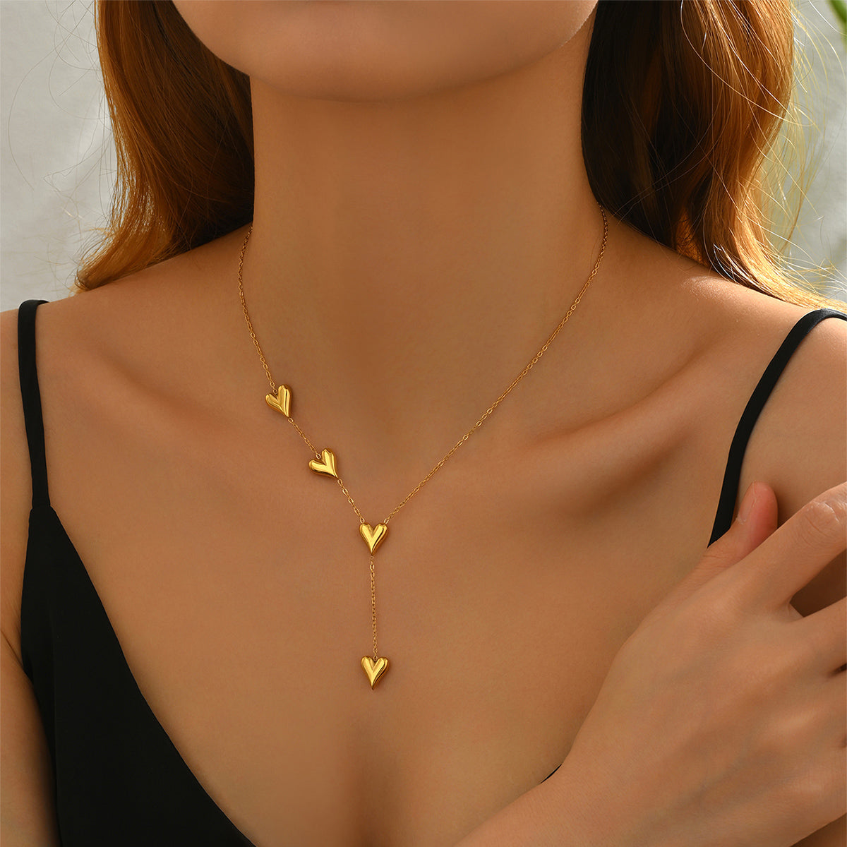 Lxalry 18K Gold-Plated Heart Necklace - Recycled Stainless Steel Modern Minimalist Jewelry, Hypoallergenic & Ocean-Safe Gift for Women/Wife/Mom, Everyday Elegance with Golden Hour Glow