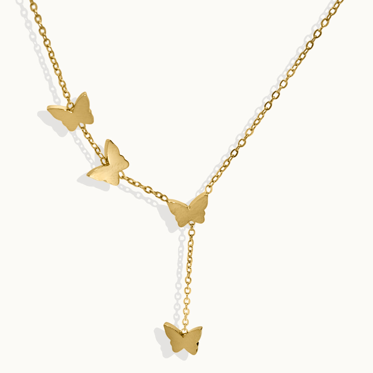 Lxalry 18K Gold-Plated Celestial Necklace - Butterfly & Heart Charm Stainless Steel Jewelry, Skin-Safe Hypoallergenic Gift for Women/Wife/Mom, Romantic Everyday & Wedding Glow
