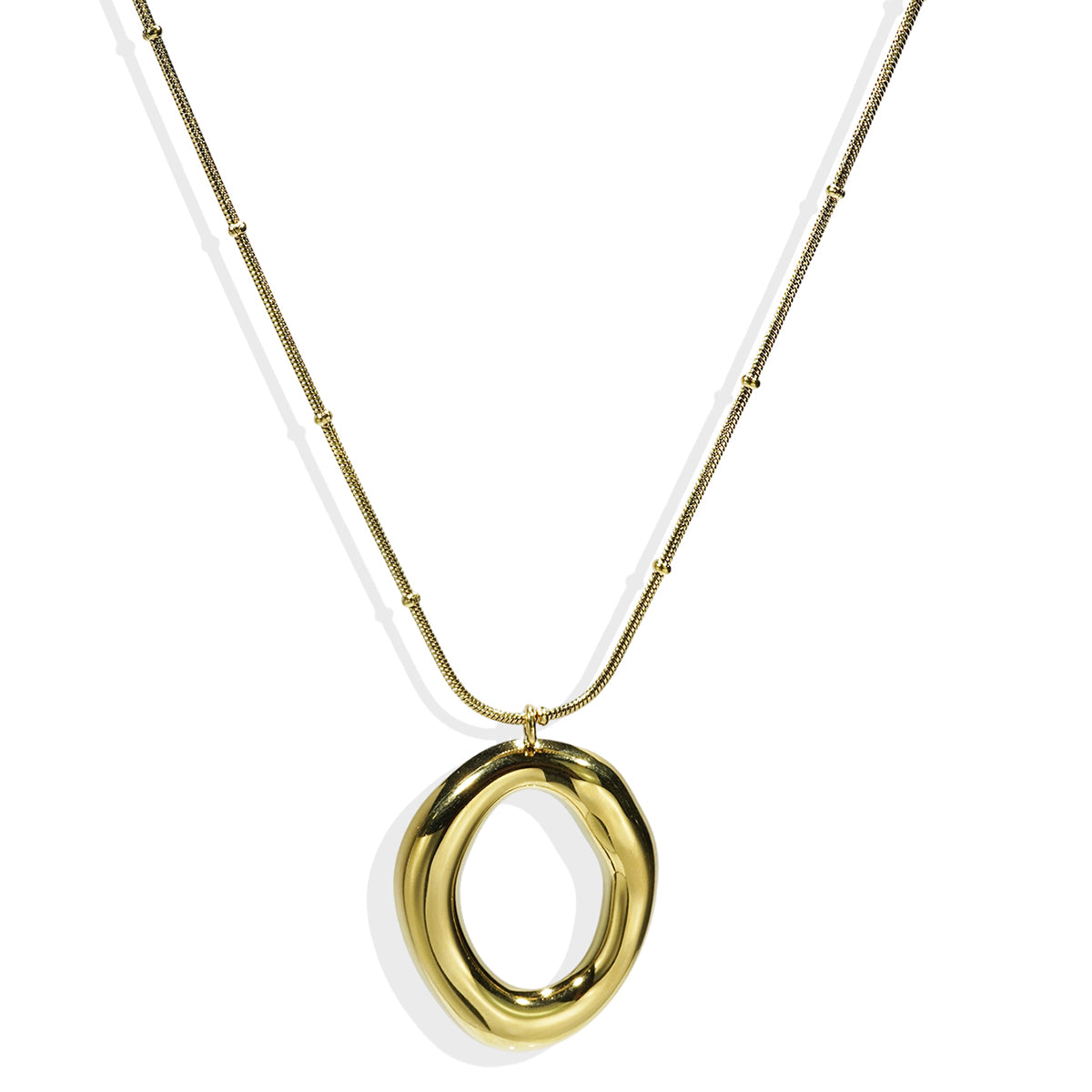 Lxalry 18K Gold Plated Mirror Polish Jewelry Set, Hypoallergenic Skin-Safe Necklace & Earrings for Daily/Evening, Never-Fade Adjustable Organic Round Design with Precision-Cast Symmetry