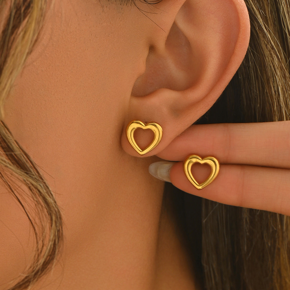 Lxalry 18K Gold-Plated Heart Earrings - Stainless Steel Hypoallergenic Jewelry for Women, Skin-Safe Everyday & Gift Luxury for Wife/Mom/Girlfriend, Valentine’s Day Charm with Tarnish-Free Glow