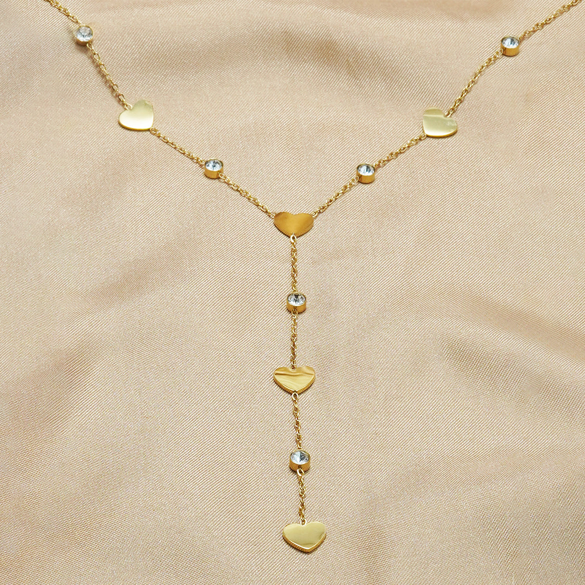 Lxalry 18K Gold-Plated Rhinestone Necklace - Recycled Stainless Steel Modern Minimalist Jewelry, Hypoallergenic & Ocean-Safe Gift for Women/Wife/Mom, Everyday Glam with Golden Hour Glow