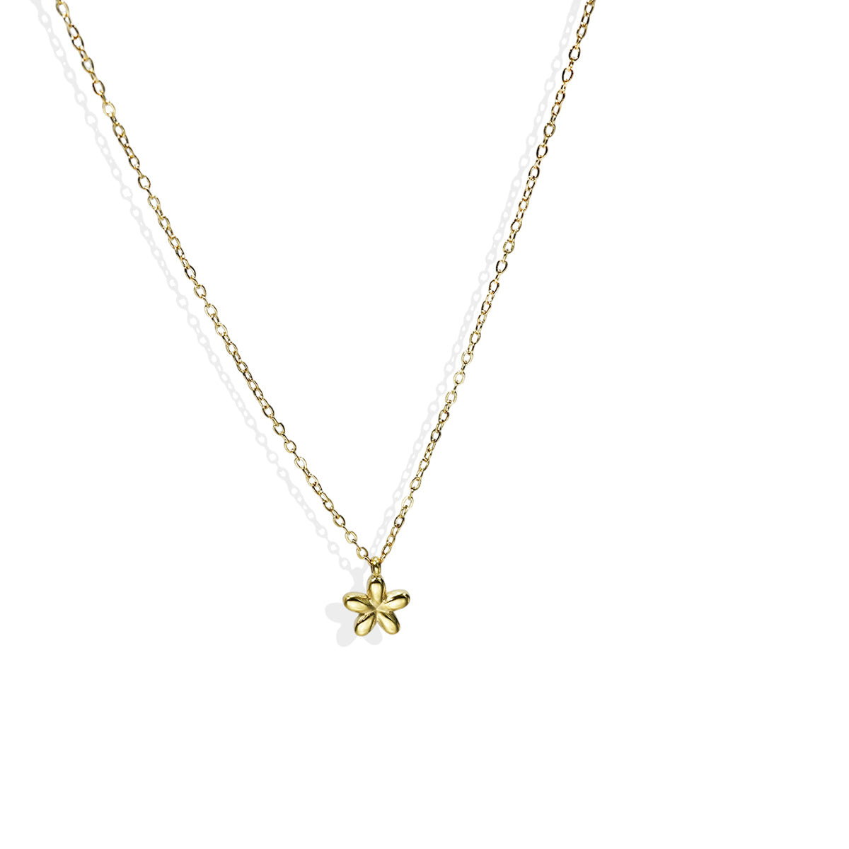 Lxalry 18K Gold Plated 5-Petal Floral Mirror Jewelry Set, Hypoallergenic Skin-Safe Necklace & Stud Earrings for Daily/Date Night, Never-Fade Adjustable Luxury Gift