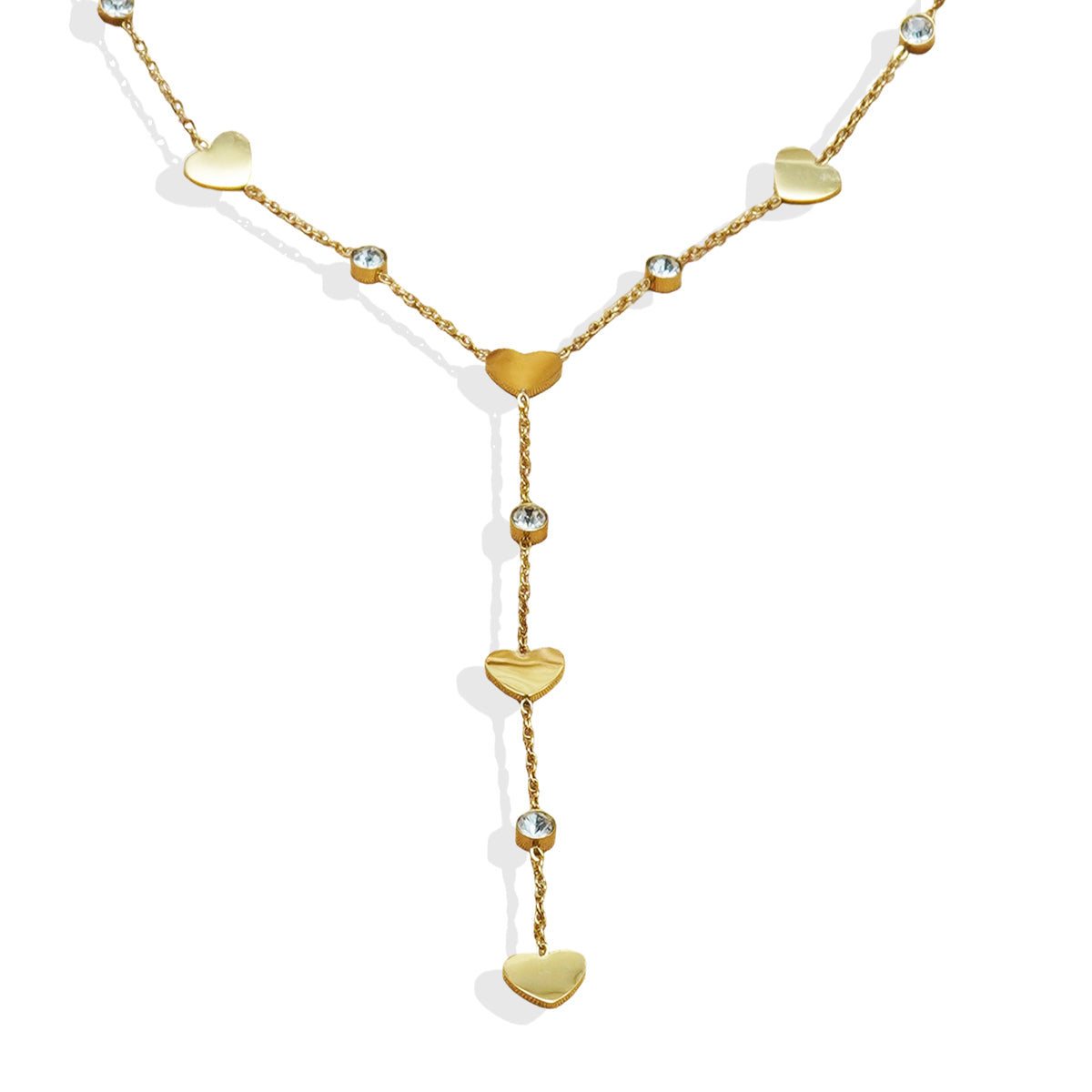 Lxalry 18K Gold-Plated Rhinestone Necklace - Recycled Stainless Steel Modern Minimalist Jewelry, Hypoallergenic & Ocean-Safe Gift for Women/Wife/Mom, Everyday Glam with Golden Hour Glow