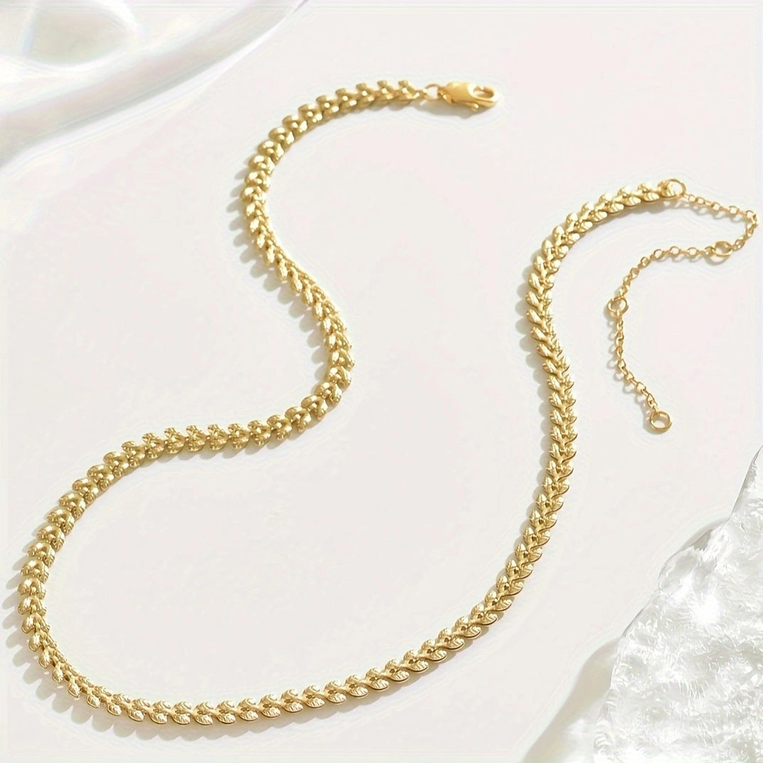 Lxalry Stylish chain necklace Retro spring/Summer geometric wheat leaf chain necklace everyday everything party gift