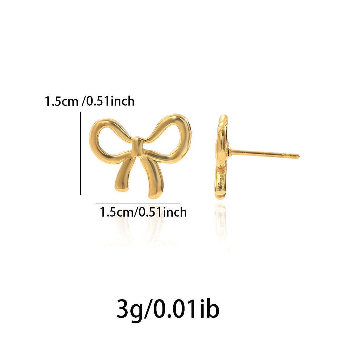 Lxalry 18K Gold-Plated Bow Earrings - Symmetrical Mirror-Finish Stainless Steel Jewelry, Hypoallergenic & Tarnish-Free Luxury Gift for Women/Wife/Mom, Handcrafted Everyday & Special Occasion Elegance