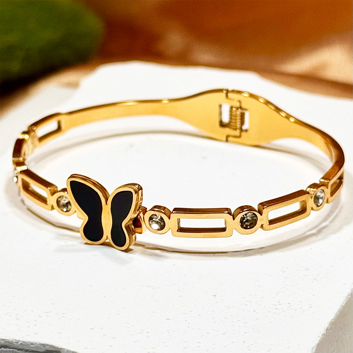 Lxalry Gold Electroplated Pure Iron Cuff Bracelet, Handmade Minimalist Jewelry for Women, Luxury Everyday & Formal Wear Essential with Secure Comfort Fit