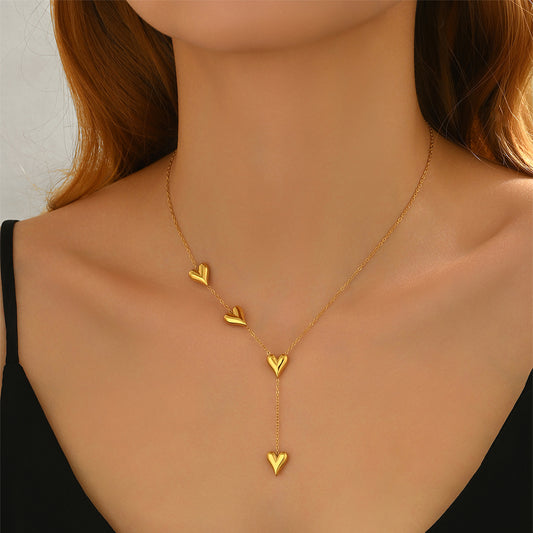 Lxalry 18K Gold-Plated Heart Necklace - Recycled Stainless Steel Modern Minimalist Jewelry, Hypoallergenic & Ocean-Safe Gift for Women/Wife/Mom, Everyday Elegance with Golden Hour Glow