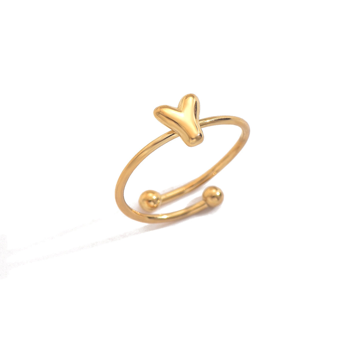 Lxalry 18K Gold Plated Stainless Steel Modern Alphabet Ring with Mirror Polish & Sphere Accents, Hypoallergenic Jewelry for Women, Skin-Safe Never-Fade Luxury Gift  (Full A-Z Letters)