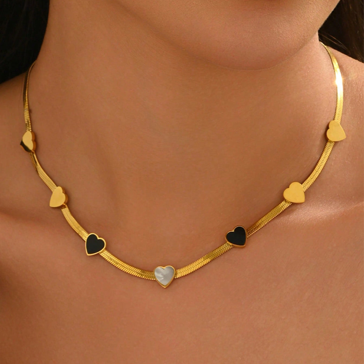 Lxalry 18K Gold Plated Heart Mirror Jewelry Set, Hypoallergenic Skin-Safe Necklace & Bracelet for Daily/Gifting, Never-Fade Adjustable Luxury with Precision Inlay Craftsmanship