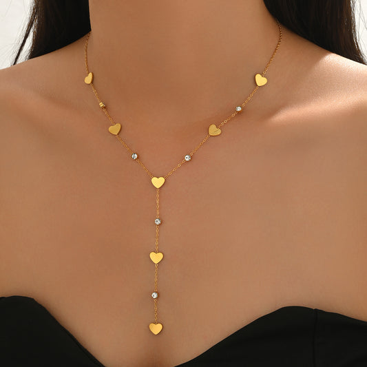 Lxalry 18K Gold-Plated Rhinestone Necklace - Recycled Stainless Steel Modern Minimalist Jewelry, Hypoallergenic & Ocean-Safe Gift for Women/Wife/Mom, Everyday Glam with Golden Hour Glow