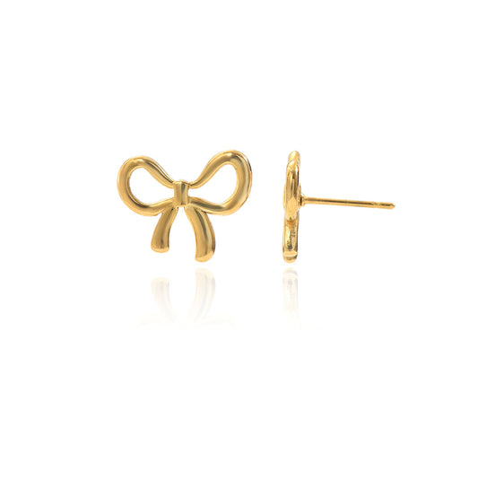 Lxalry 18K Gold-Plated Bow Earrings - Symmetrical Mirror-Finish Stainless Steel Jewelry, Hypoallergenic & Tarnish-Free Luxury Gift for Women/Wife/Mom, Handcrafted Everyday & Special Occasion Elegance