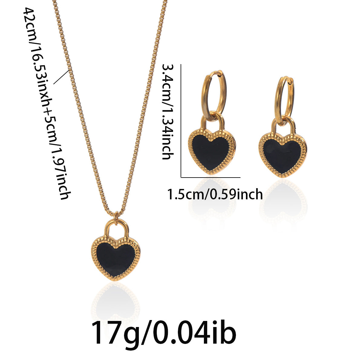 Lxalry 18K Gold Plated Stainless Steel Heart Mirror Jewelry Set, Hypoallergenic Skin-Safe Necklace & Earrings for Daily/Evening, Never-Fade Luxury Gift for Her
