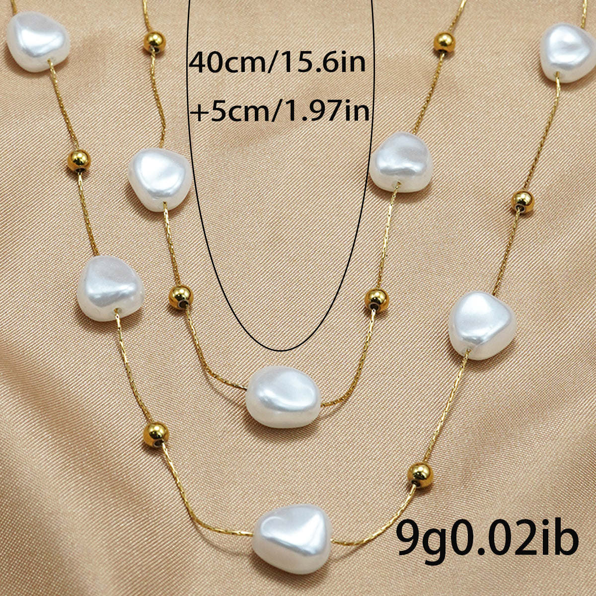 Lxalry 18K Gold-Plated Pearl-Studded Necklace - Stainless Steel Minimalist Jewelry for Women, Lightweight Hypoallergenic Gift for Wife/Mom, Skin-Safe Luxury for Daily & Evening Glam