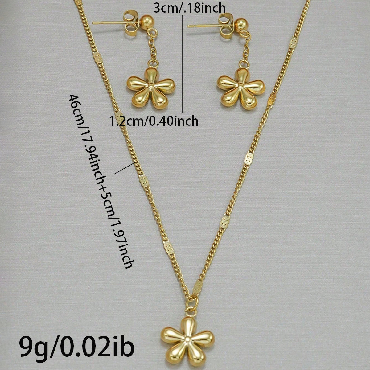 Lxalry 18K Gold Plated Floral Carved Mirror Jewelry Set, Hypoallergenic Skin-Safe Necklace & Earrings for Daily/Evening, Never-Fade Luxury Gift with Precision-Cast Petals